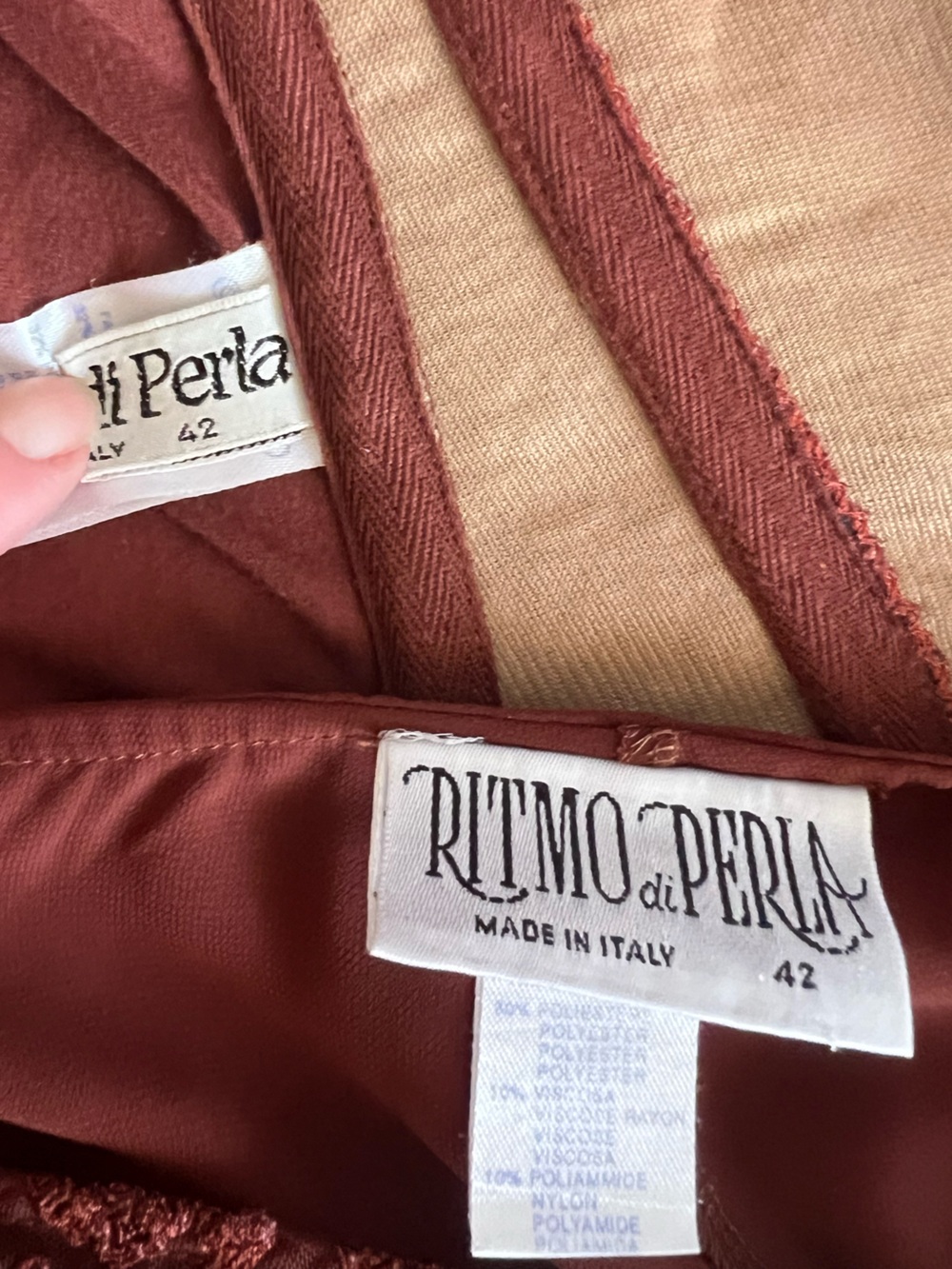 Ritmo di Perla Italy 2PC Set Brown Lace Corset Mini Skirt Size 42 Vintage - Picture 11 of 12